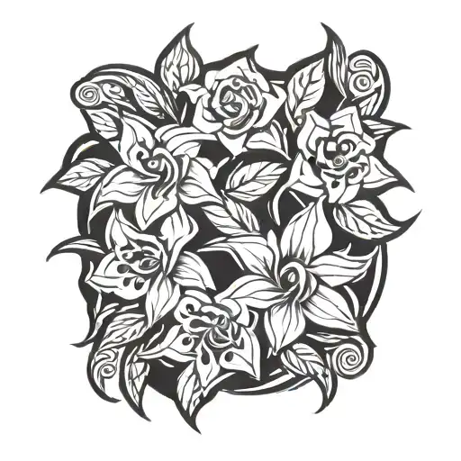 flowers intertwined tattoo design idea