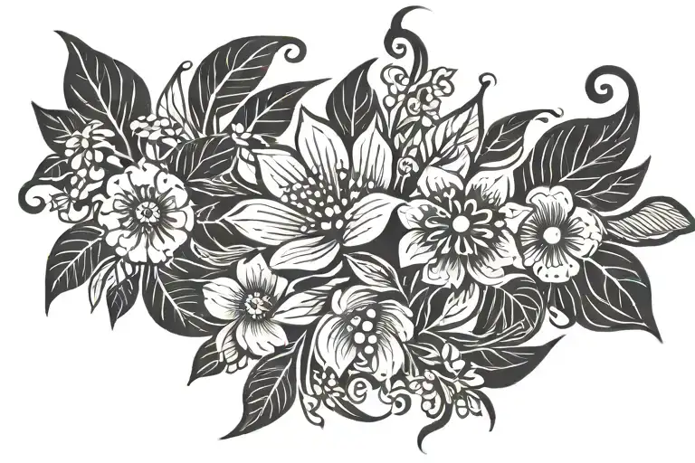 flowers and leafs band tattoo tattoo design idea