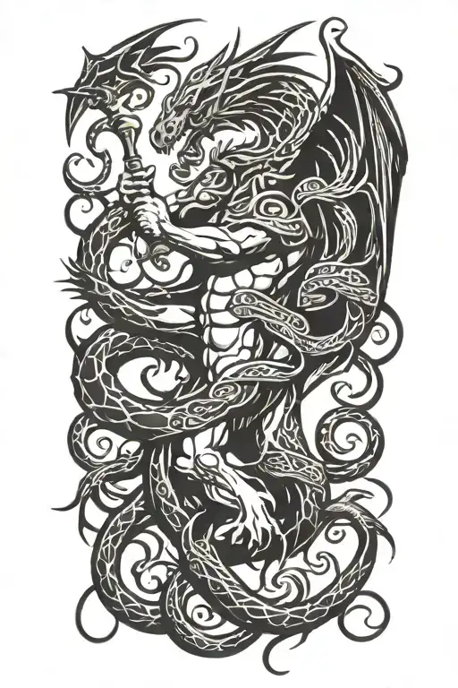 saint george killing a dragon tattoo design idea