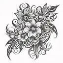 flowers blooming tattoo design idea