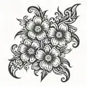 flowers blooming tattoo design idea