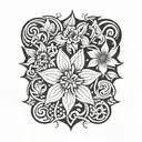 flowers intertwined tattoo design idea