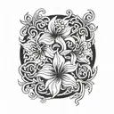 flowers intertwined tattoo design idea