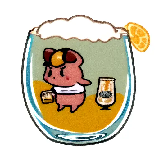 a baby pig popping out of a glass of beer tattoo design idea