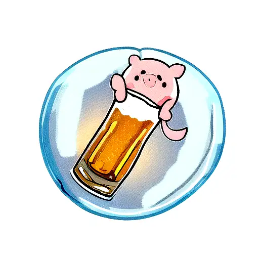 a baby pig popping out of a glass of beer tattoo design idea