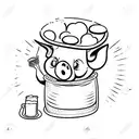 a cartoon baby pig popping out of a glass of beer tattoo design idea