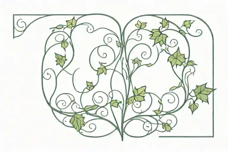 ivy vines entwined with outline of open Grécourt Gates  tattoo design idea