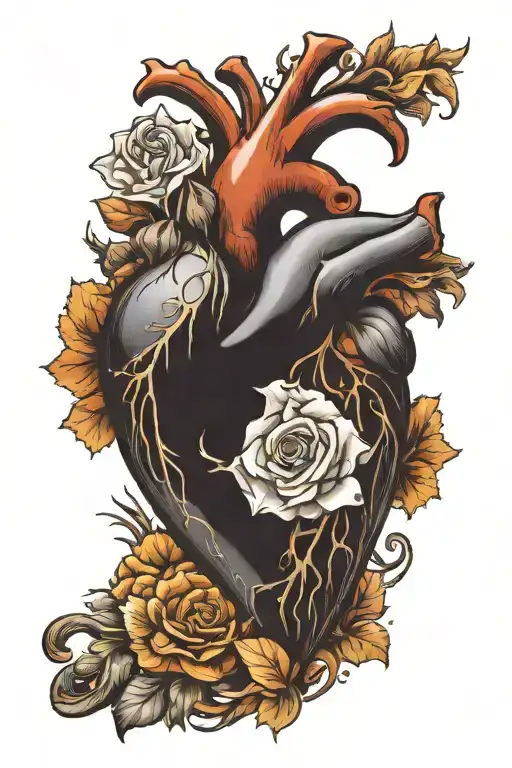 heart shape with initial t  tattoo design idea