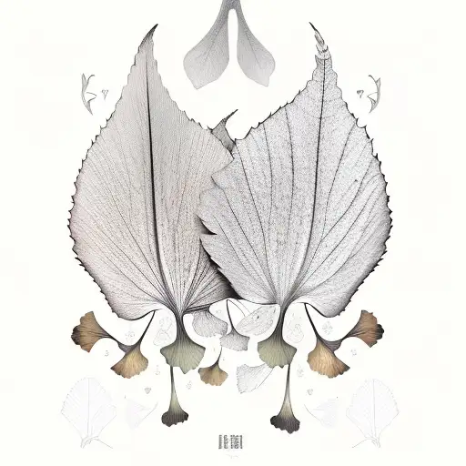 loup avec feuilles de ginkgo biloba  tattoo design idea