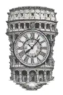Roman colosseum, clock face morphing, script The credit belongs to the man who is actually in the arena, if he fails, at tattoo design idea