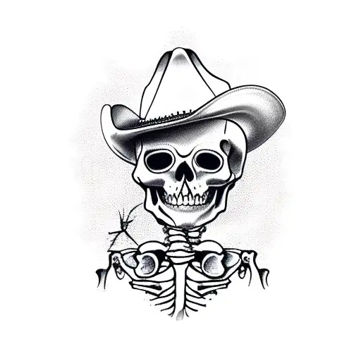 mexican cowboy skeleton with a pistol tattoo design idea