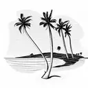 palm tree on the beach with miami words tattoo design idea