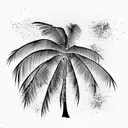 palm tree on the beach with miami words tattoo design idea