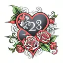 022920 1st 2 is backward to make heart with 2nd 2 and 9 is backward to make heargt with 3rd 2  tattoo design idea