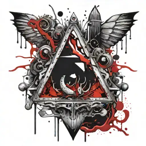 Blood Red and Black melting and bleeding beating heart. All seeing eye, crystals and gemstones. Voids. tattoo design idea