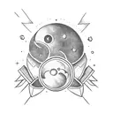 envelope with rocket and moon tattoo design idea