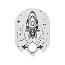 envelope with rocket and moon tattoo design idea