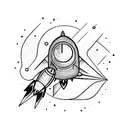 envelope with rocket and moon tattoo design idea