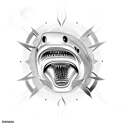  shark color tribal tattoo design idea