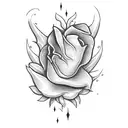 dagger whith heart and flowers tattoo design idea