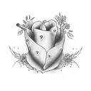 dagger whith heart and flowers tattoo design idea