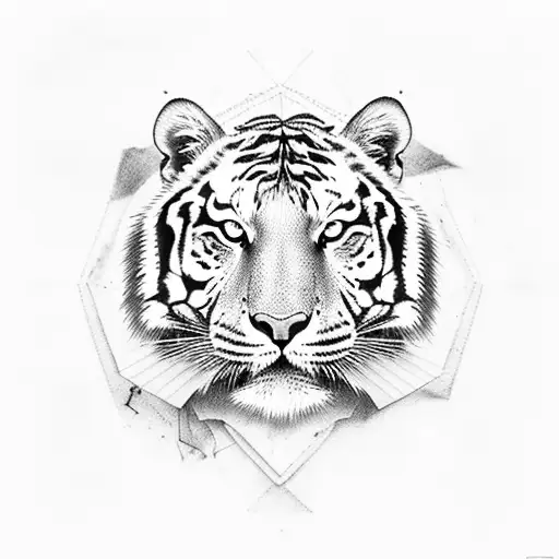 fine line tiger with the number 2002 year it  tattoo design idea