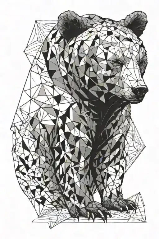bear, half alive, half abstract tattoo design idea