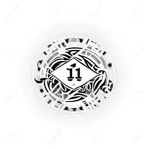 tattoo with the number 11, for men, black and white, with background shadows tattoo design idea