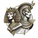 Draw me a tattoo on a man's back that includes Egypt with pyramids Queen Cleopatra and god anubis  tattoo design idea