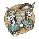Draw me a tattoo on a man's back that includes Egypt with pyramids Queen Cleopatra and god anubis  tattoo design idea