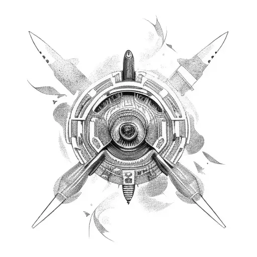 rocket ship star ship tattoo design idea