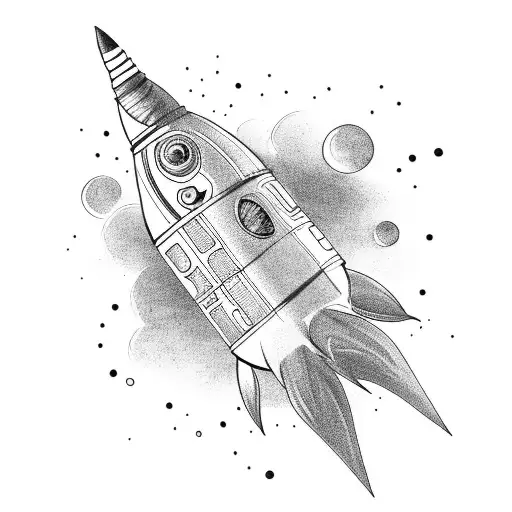 rocket ship tattoo design idea