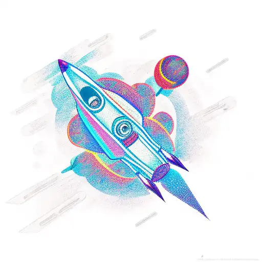 rocket ship tattoo design idea