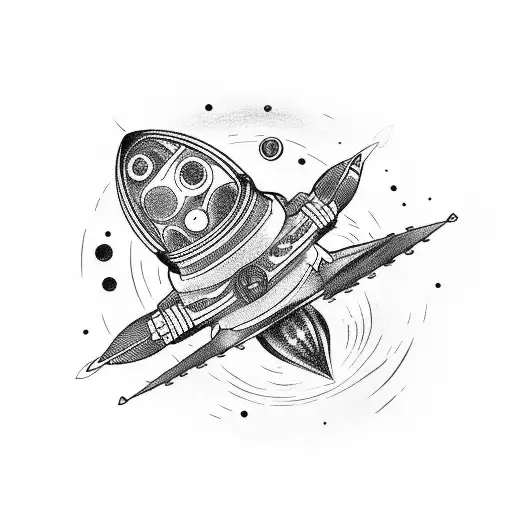 rocket ship space ship tattoo design idea