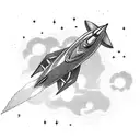 rocket ship star ship tattoo design idea