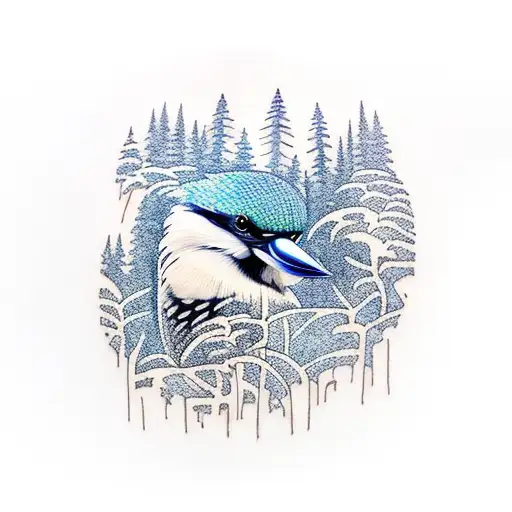 Blue Mountains  path through landscape eucalyptus tree kookaburra tattoo design idea