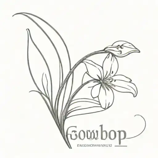 a snowdrop flower,  a cat's paw print the word ελευθερία  tattoo design idea