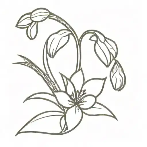a snowdrop flower, a cat paw print incorporated tattoo design idea