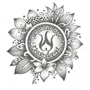 a snowdrop flower, a cat paw print, the word freedom tattoo design idea