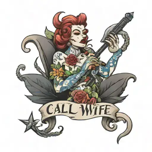 CALL MY WIFE UGLY tattoo design idea