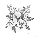 a man and women making love with flowers aroubd tattoo design idea