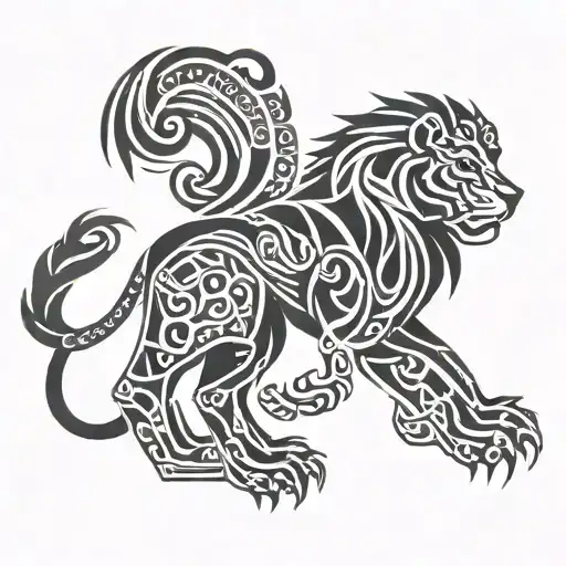 Polynesian lion tattoo design idea