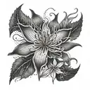 Bring Me the Horizon and red spider lily flower tattoo design idea