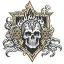 A wrestling ring engulfed in flames with a skull in the center tattoo design idea