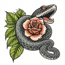 snake with rose tattoo design idea