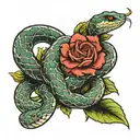snake with rose tattoo design idea