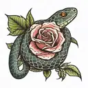 snake with rose tattoo design idea