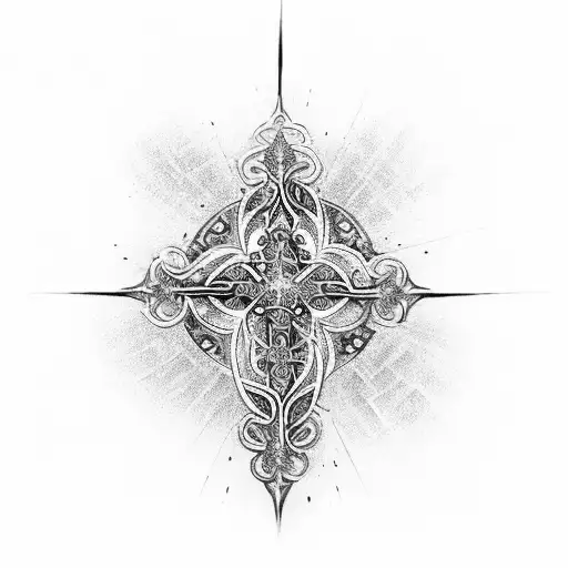 A cross pendant with intricate animal patterns, representing the connection between spirituality and nature tattoo design idea