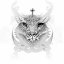 A cross pendant with intricate animal patterns, representing the connection between spirituality and nature tattoo design idea