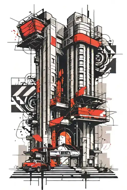 art deco architecture sleeve tattoo  tattoo design idea